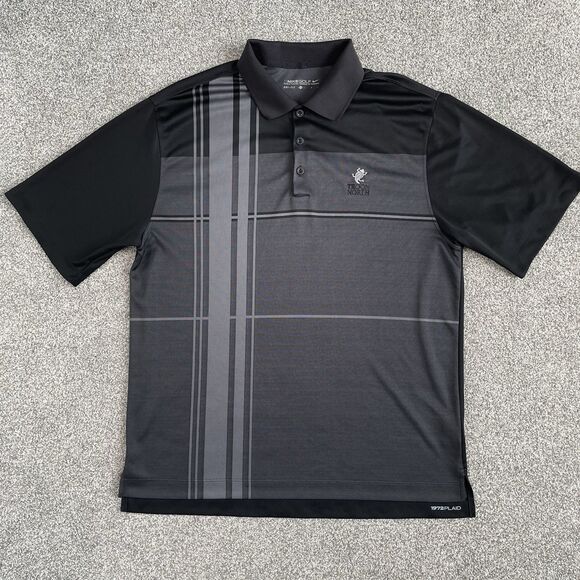 Nike Golf Dri Fit Mens Polo Shirt 1972 Plaid “Troon North” Black Size Large - Picture 1 of 11